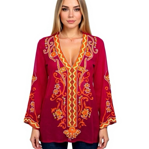 New Boston Proper Resort Embroidered Sheer Tunic Top Womens Sz XXS MSRP $129 - Picture 1 of 12